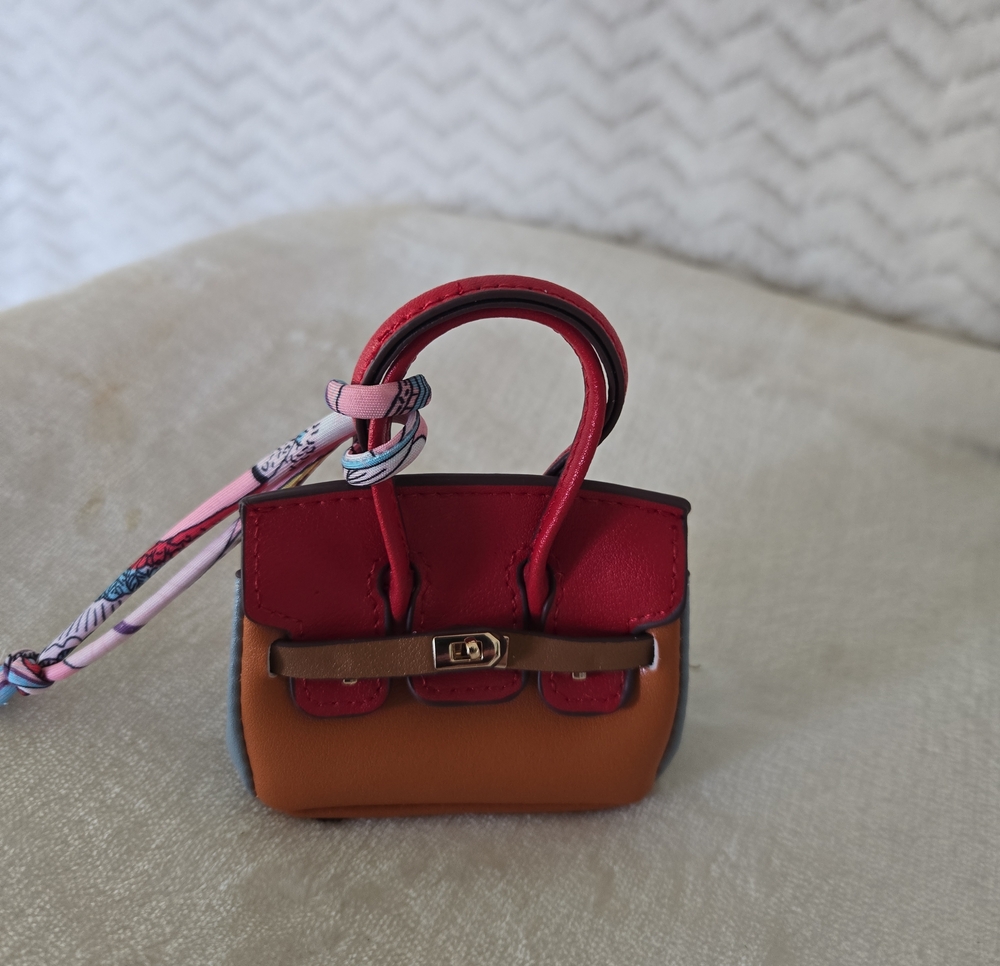 Mini Two-Tone Red and Brown Women’s Handbag Charm/Ipod Case